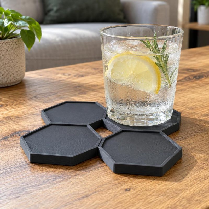Dessous-de-verre hexagonaux, set de 6, imprimé en 3D en PLA