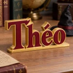 Prénom 3D Harry Potter vu de près, lettres bicolores imprimées en 3D, avec un accessoire (chapeau de sorcier) en option