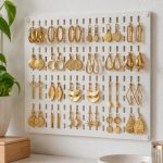 Porte-boucles d'oreilles mural en grille, imprimé en 3D en PLA