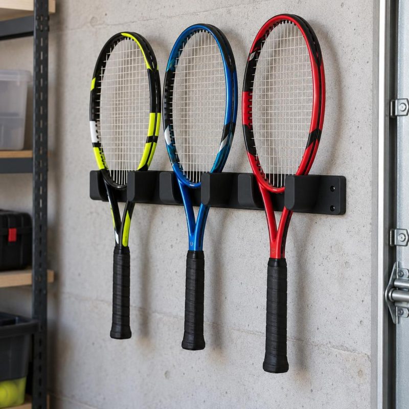 Porte-raquettes mural pour tennis et padel, imprimé en 3D en PLA