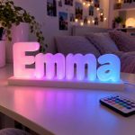 Prénom lumineux 3D Emma en lettres LED multicolores avec télécommande