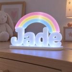 Prénom lumineux 3D Jade avec arc-en-ciel, LED Blanc froid