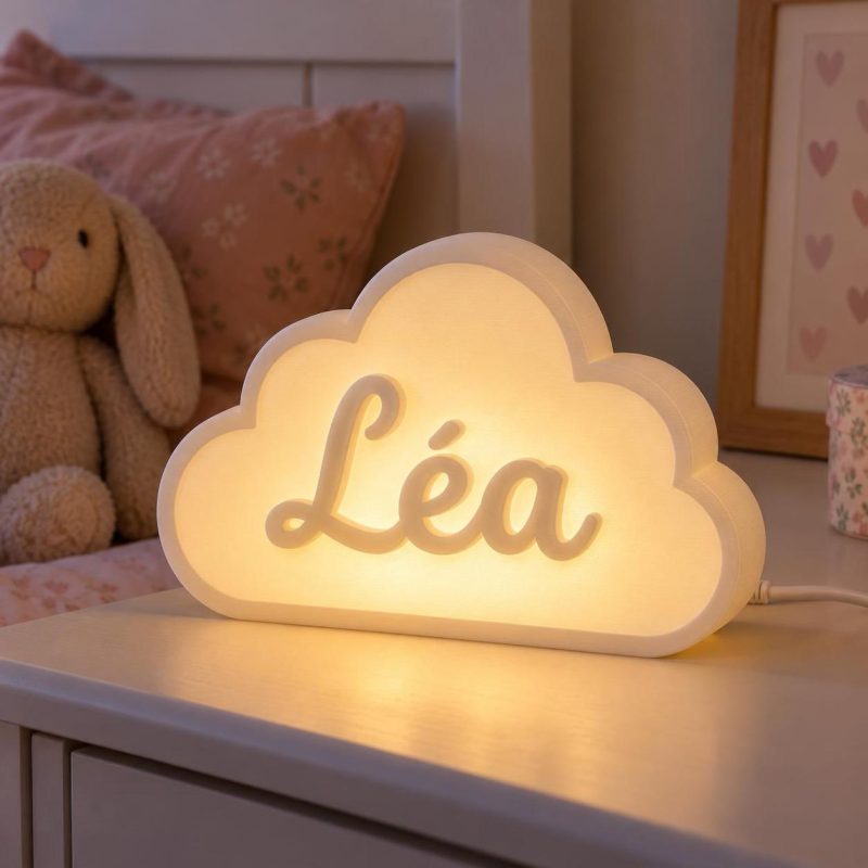 Veilleuse prénom Léa en forme de nuage imprimée en 3D