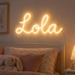 Prénom néon mural Lola imprimé en 3D, lumière blanc chaud