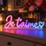Message Je t'aime lumineux 3D en écriture manuscrite, LED multicolore