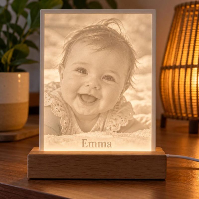 Lampe photo lithophanie 3D personnalisée avec un prénom, LED blanc chaud