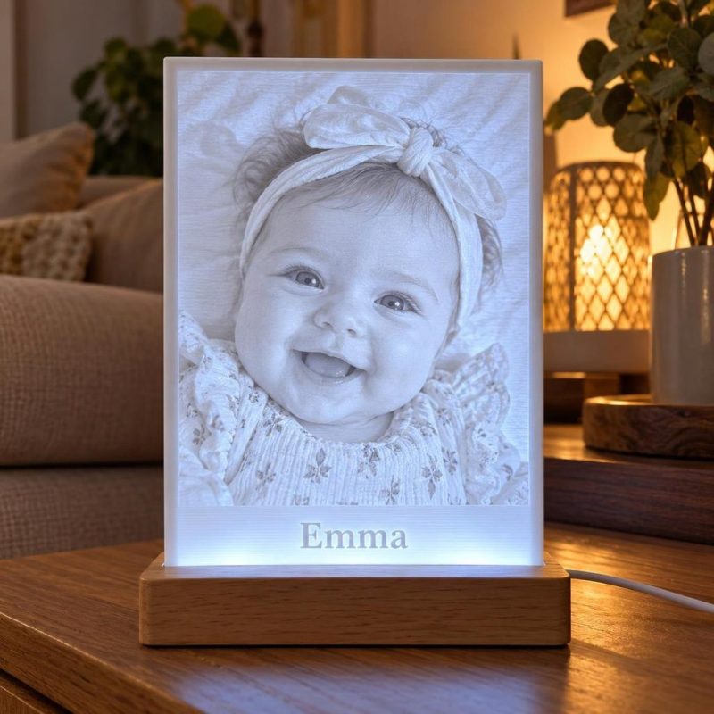 Lampe photo lithophanie 3D personnalisée avec un prénom, LED Blanc froid