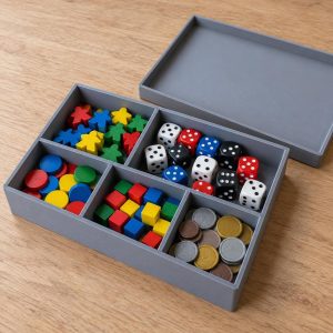 Rangement à compartiments pour pions et dés, imprimé en 3D en PLA