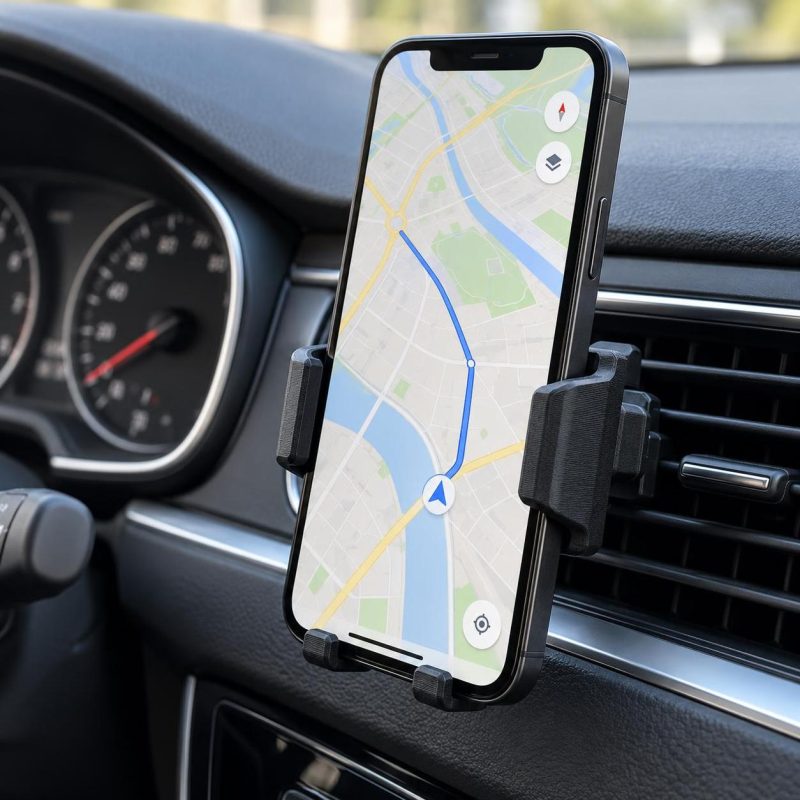 Support de smartphone pour grille d'aération, imprimé en 3D en PLA
