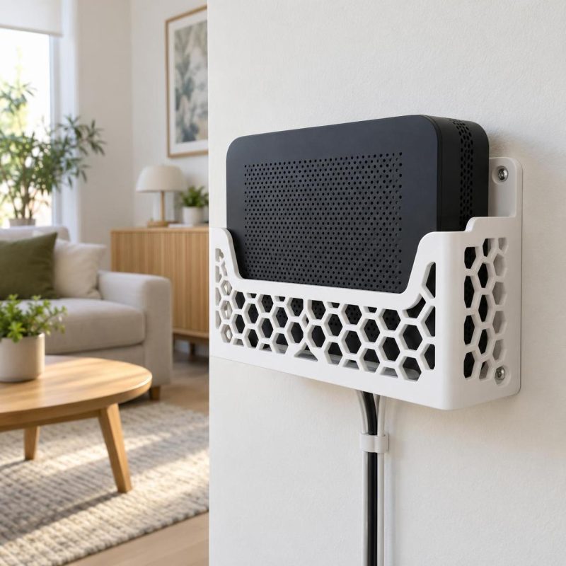 Support mural pour box internet, imprimé en 3D en PLA